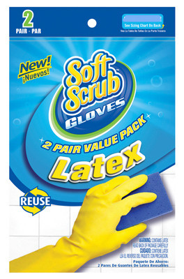 BIG TIME PRODUCTS LLC 12324-26 LATEX GLOVES, YELLOW WITH FLOCKED LINING