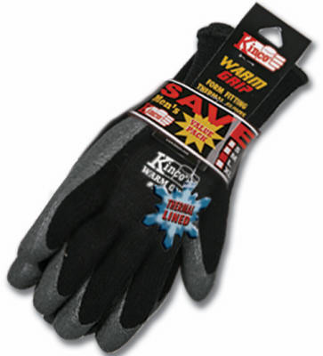 KINCO INTERNATIONAL 1790-3PK-L KNIT GLOVE, LATEX COATED, COLD WEATHER, 