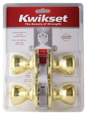 KWIKSET CORPORATION 243T 3 CP CODE K2 SECURITY 2-PACK TYLO ENTRY LOCKSET, BRAS
