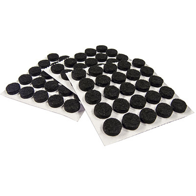 RICHELIEU HARDWARE 23504TV FELT BUMPERS, SELF-ADHESIVE, BLACK, ROUN