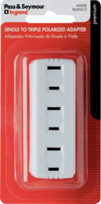 PASS & SEYMOUR 63WBPCC5 PLUG-IN ADAPTER TRIPLE WHT 15A