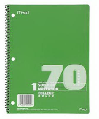 ACCO BRANDS USA LLC 05512 SPIRAL NOTEBOOK, COLLEGE-RULED, 10.5 X 8