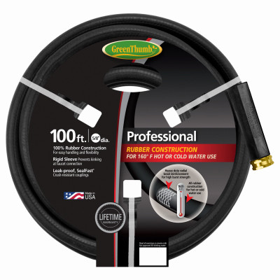 TEKNOR APEX CO. 8650-100 RUBBER GARDEN HOSE, BLACK, 5/8-IN. X 100