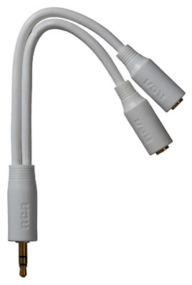 AUDIOVOX AH742Z STEREO Y EXTENSION CABLE, WHITE, 3.5MM
