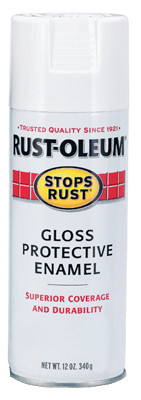 RUST-OLEUM 7792-830 STOPS RUST SPRAY ENAMEL, WHITE GLOSS, 12
