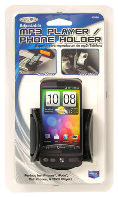 CUSTOM ACCESSORIES INC. 10950 CAR CELL PHONE/MP3 HOLDER, BLACK, VENT/D