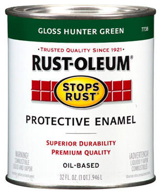 RUST-OLEUM 7733-502 STOPS RUST QT. GLOSS HUNTER GREEN ENAMEL