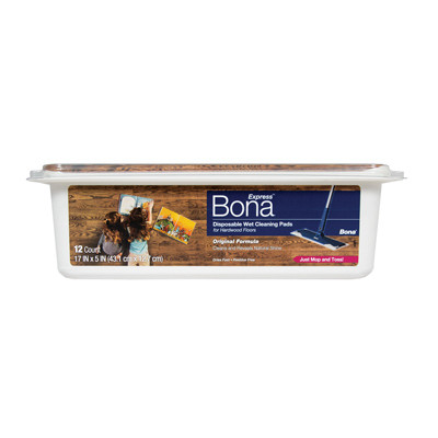 BONA KEMI USA INC AX0003506 HARDWOOD FLOOR WET CLEANING PADS, 12-PK.