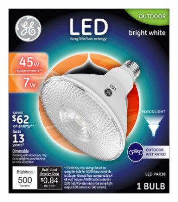 GENERAL ELECTRIC 38460 LED FLOOD LIGHT BULB, BRIGHT WHITE, CLEA