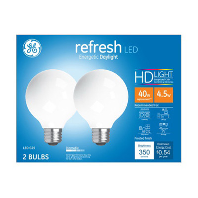 GENERAL ELECTRIC 47659 LED REFRESH LIGHT BULBS, DAYLIGHT, 350 L