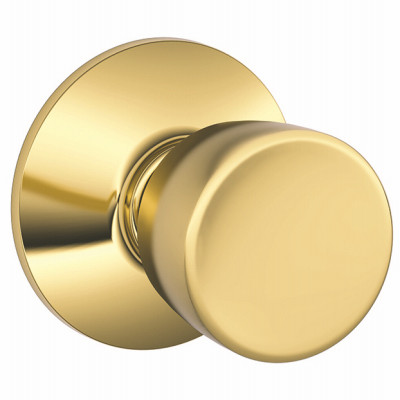 SCHLAGE F10 BEL 605 PASSAGE LATCH, BELL KNOB, BRIGHT BRASS