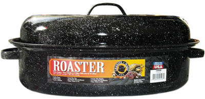 CINSA USA F0508-2 COVERED OVAL ROASTER, BLACK, 15-IN.