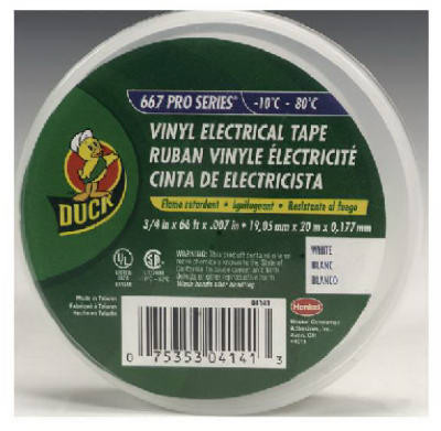 SHURTECH BRANDS 300877 VINYL ELECTRICAL TAPE, WHITE, .75-INCH X