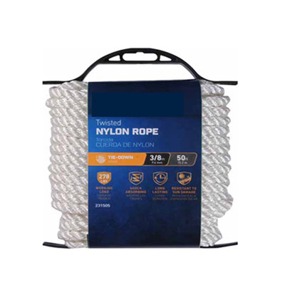RICHELIEU HARDWARE 642261 NYLON ROPE, TWISTED, WHITE, 3/8-IN. X 50