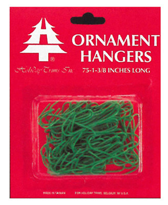 HOLIDAY TRIMS 3928000 ORNAMENT HOOKS, GREEN, 75-CT.