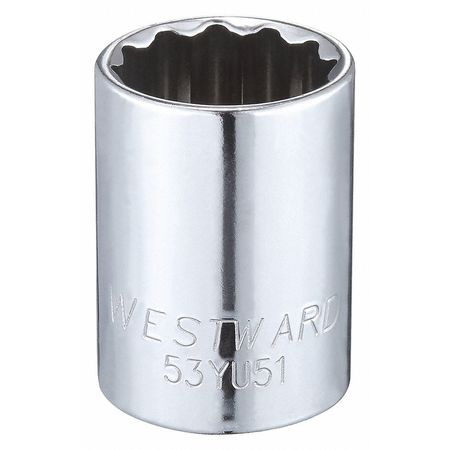 WESTWARD 53YU51 SOCKET 1/2 DRIVE SAE 13/16 SOCKET SZ