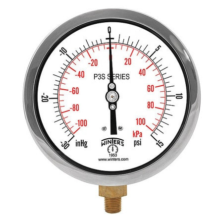 WINTERS INSTRUMENTS P3S6001 COMPOUND GAUGE 4-1/2 DIAL SIZE BLACK