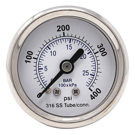 PIC GAUGES 302D-158I PRESSURE GAUGE NOMINAL 1-1/2 DIAL