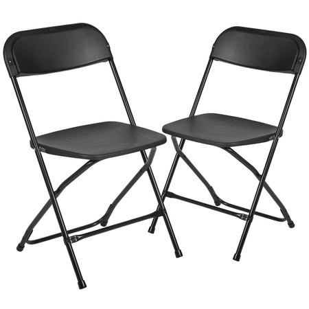 FLASH FURNITURE 2-LE-L-3-BK-GG BLACK PLASTIC FOLDING CHAIR PK2