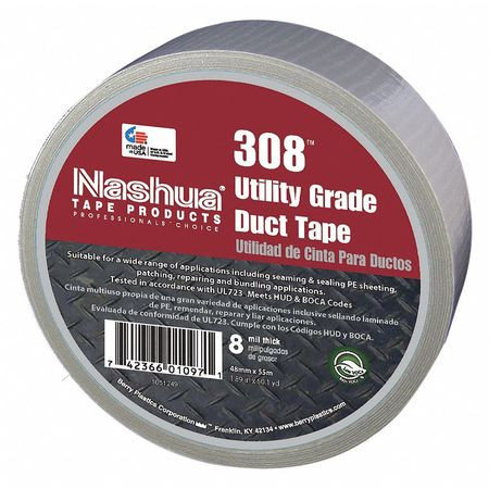 NASHUA 308 DUCT TAPE 48MM W 55M L INDUSTRIAL GRAY