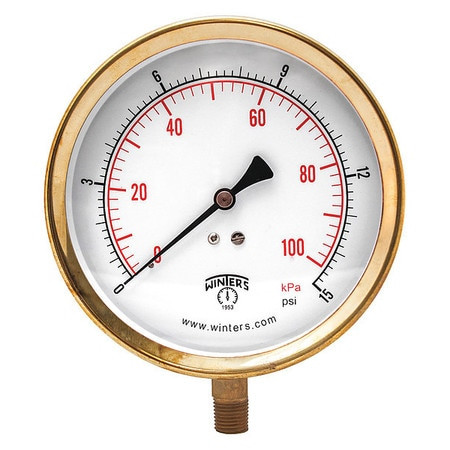 WINTERS INSTRUMENTS P1S419 PRESSURE GAUGE 4-1/2 DIAL SIZE GRAY