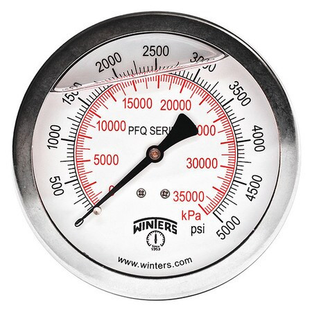 WINTERS INSTRUMENTS PFQ1556 PRESSURE GAUGE 4 DIAL SIZE SILVER