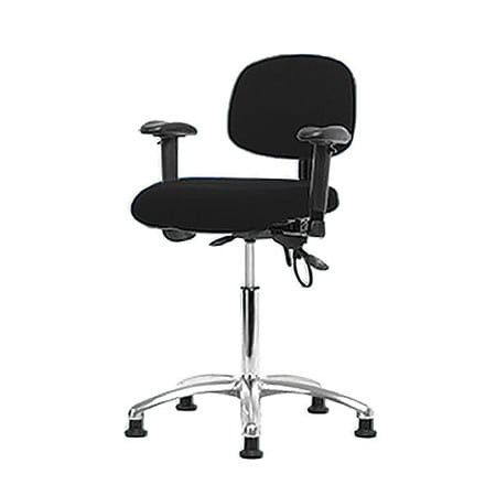 BLUE RIDGE ERGONOMICS BR-ESD-FMBCH-CR-T0-A1-NF-EG-ESDBLK FABRIC ESD CHAIR,MED,ARMS,GLIDES,BLK