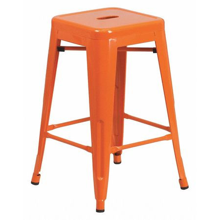 FLASH FURNITURE CH-31320-24-WH-GG WHITE BACKLESS METAL STOOL 24
