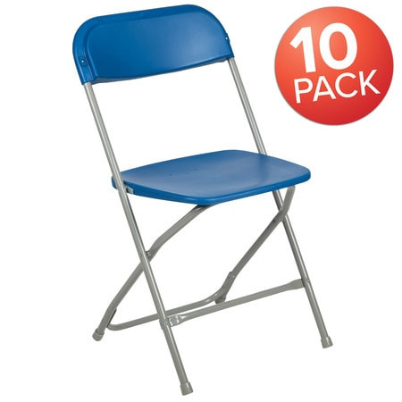 FLASH FURNITURE 10-LE-L-3-BLUE-GG BLUE PLASTIC FOLDING CHAIR PK10
