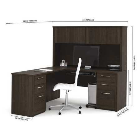 EMBASSY 60853-79 DESK L-SHAPED 66 DARK CHOCOLATE