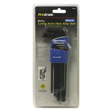 PRO-GRADE 85336 LONG ARM HEX KEY SET,METRIC,9 PCS.
