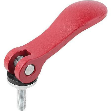 KIPP K0005.1501406X40 CAM LEVER,STEEL,RED ALUMINUM,M6 X 40MM