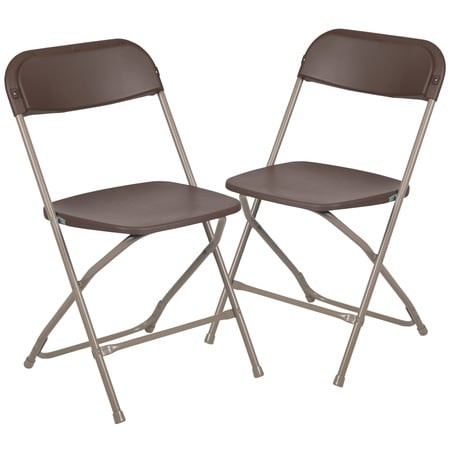 FLASH FURNITURE 2-LE-L-3-BROWN-GG BROWN PLASTIC FOLDING CHAIR PK2