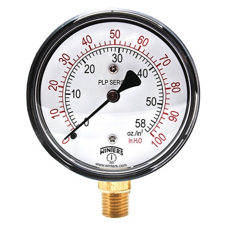 WINTERS INSTRUMENTS PLP304 PRESSURE GAUGE 2-1/2 DIAL SIZE BLACK