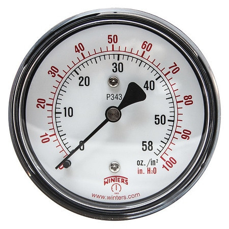 WINTERS INSTRUMENTS PLP343 PRESSURE GAUGE 2-1/2 DIAL SIZE BLACK