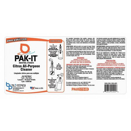 PAKIT PAK5784L-12 SPRAY BOTTLE LABEL CITRUS CLEANER