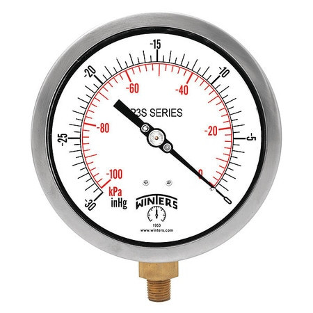 WINTERS INSTRUMENTS P3S6000 VACUUM GAUGE 4-1/2 DIAL SIZE BLACK