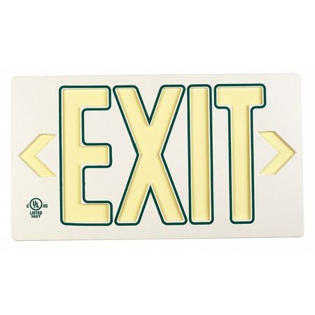 JESSUP GLO BRITE 7120-B EXIT,PF50,WHITE W/GREEN OUTLINE SINGLE