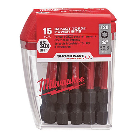 MILWAUKEE ELECTRIC TOOLS 48-32-5012 SHOCKWAVE 2" IMPACT TORX T20 POWER BITS 