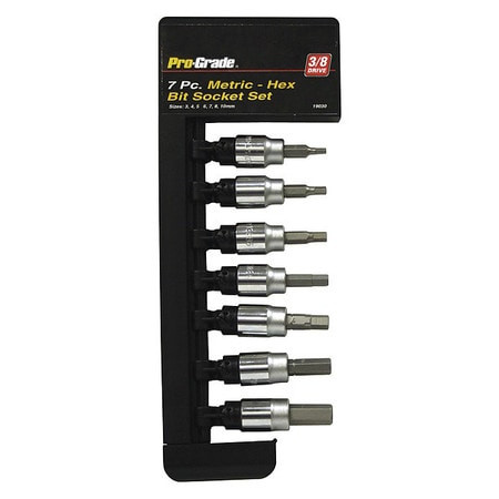 PRO-GRADE 19030 METRIC HEX BIT SET,7 PCS.,3/8"DR.