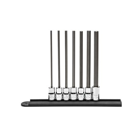 GEARWRENCH 82537 LONG LENGTH HEX BIT SAE SOCKET SET 7 PCS