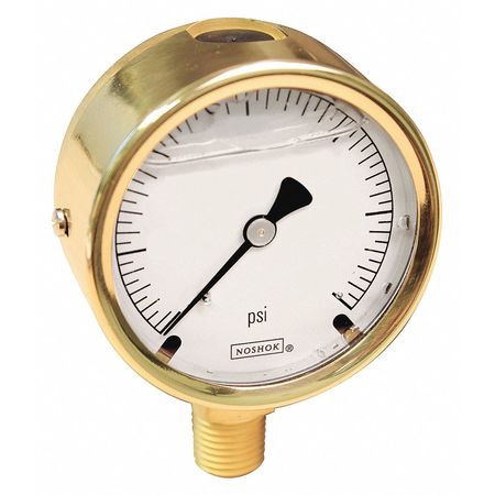 NOSHOK 25-300-3000 BRASS CASE PRESSURE GAUGE,3000 PSI