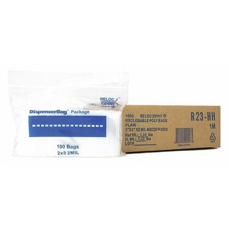 RELOC ZIPPIT R23-HH CLEAR RECLOSABLE BAGS 2 MIL 2 X3 PK1000