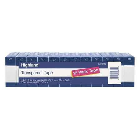HIGHLAND 5910K12 TRANSPARENT TAPE 0.75IN W X 28YD L PK12
