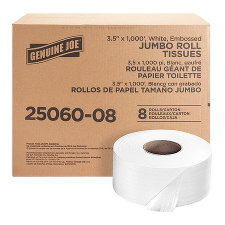GENUINE JOE GJO2506008 JUMBO DISPENSER ROLL BATH TISSUE PK8