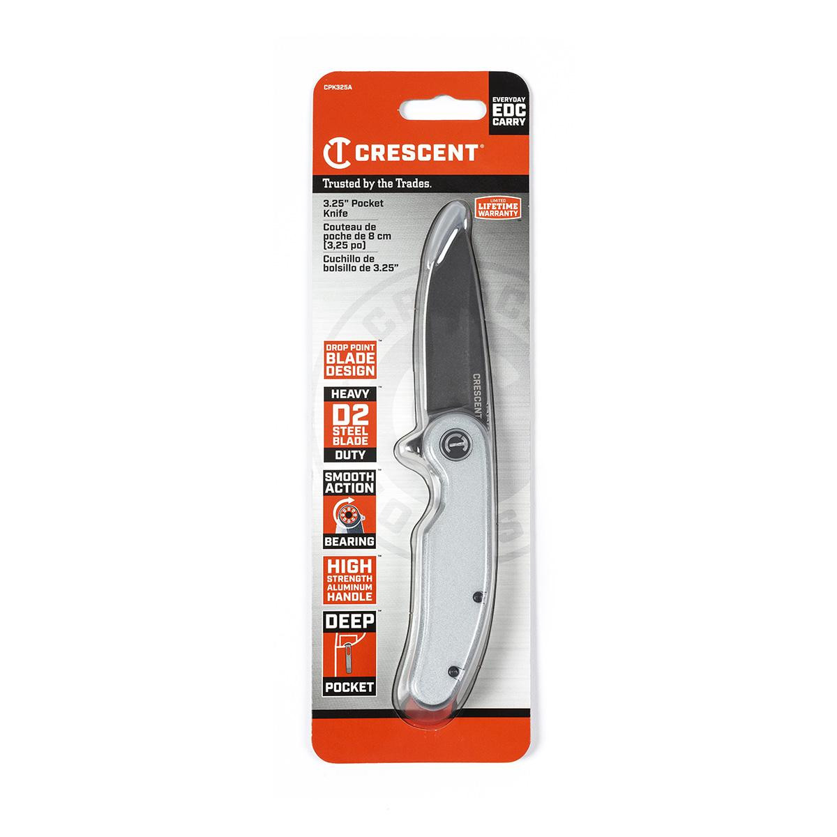 APEX TOOL GROUP CPK325A DROP POINT ALUMINUM HANDLE POCKET KNIFE,