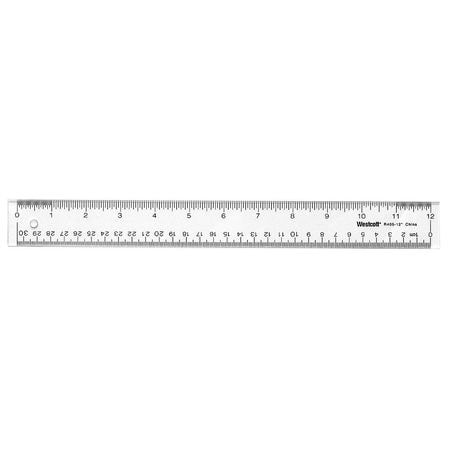 WESTCOTT 10562-CLEAR RULER 12 INCH CLEAR ACRYLIC