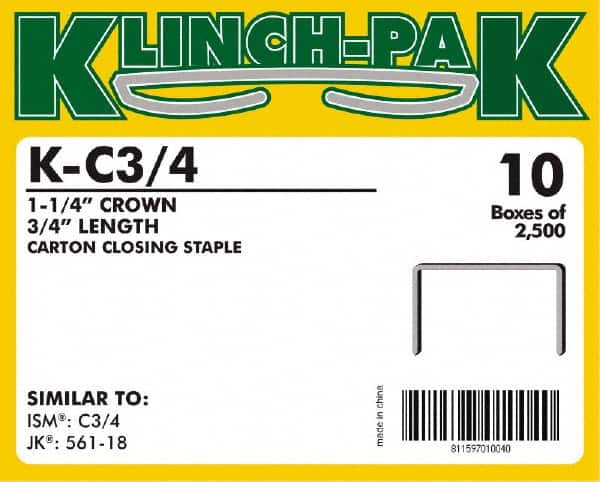 KLINCH-PAK K-C-3/4-2.5 3/4" LONG X 1-1/4" WIDE, 0 GAUGE WIDE CR