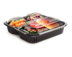 ANCHOR PACKAGING INC 4118523 CONT SQR 3 COMP 21/6/6 OZ BLK W/ LID