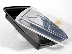 PACTIV NC989B CONT RECT 58 OZ BLK W/CLR LID PLAS